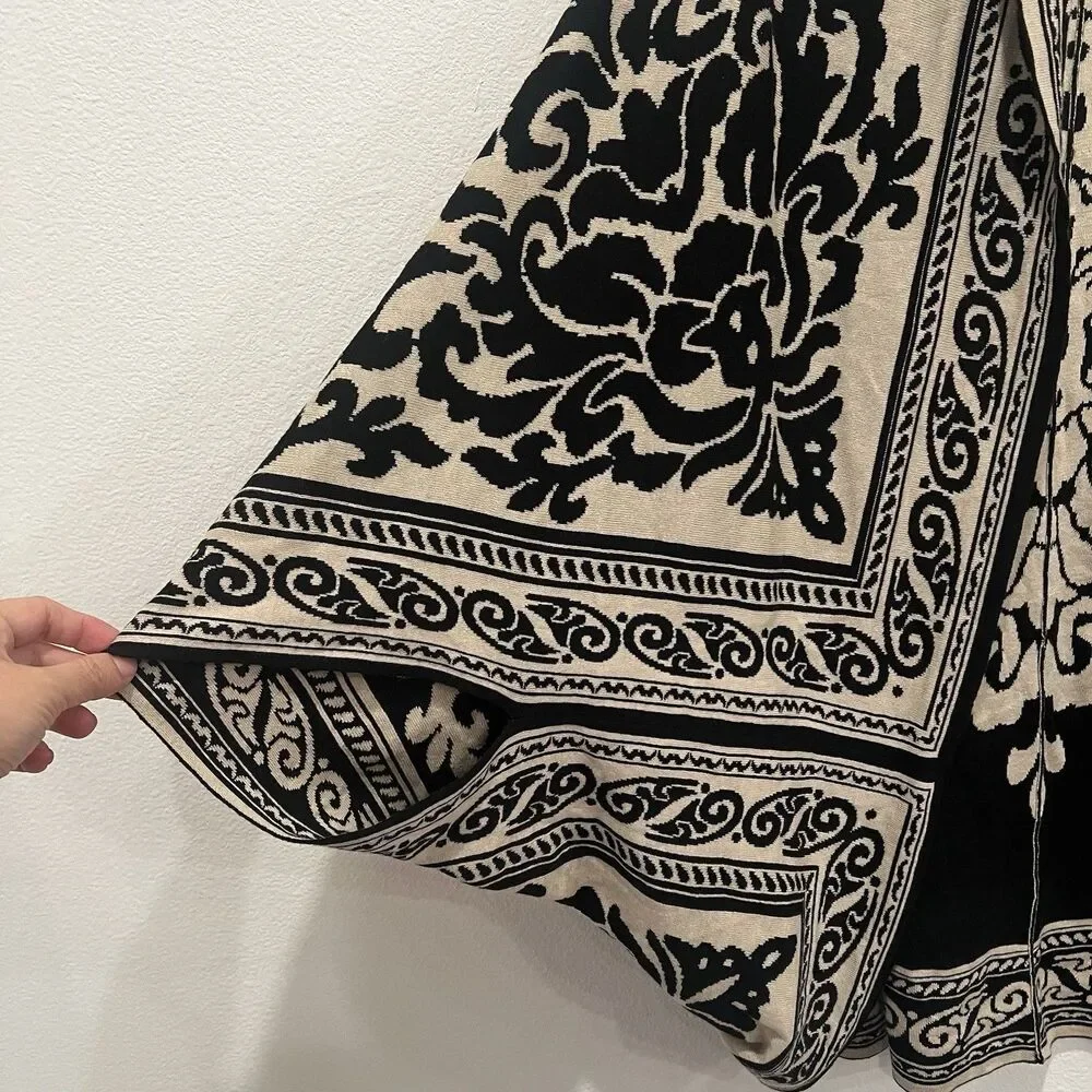 Soft Surroundings Shawl Poncho Cardigan One Size Brown Black Paisley Boho Fall - Picture 3 of 6